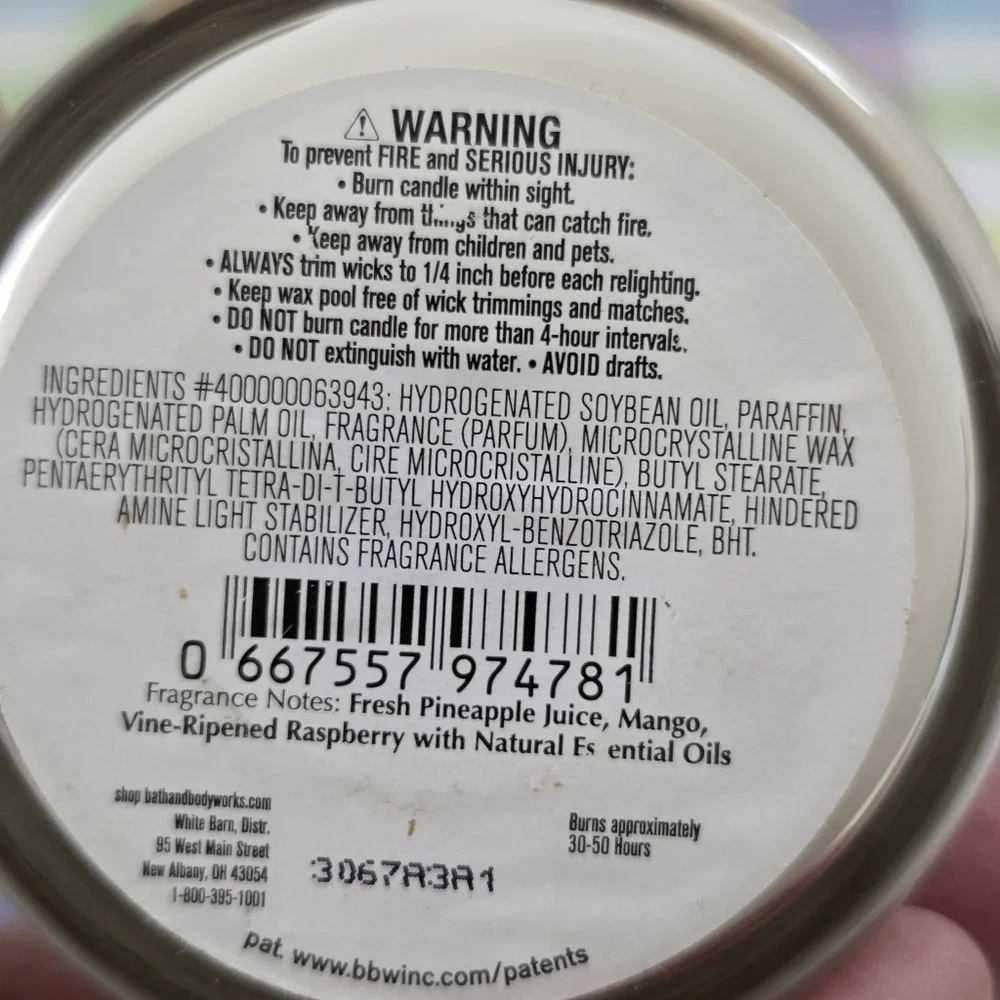 Bath & Body Works White Barn Pineapple Mango Single Wick Candle 8oz NEW RARE